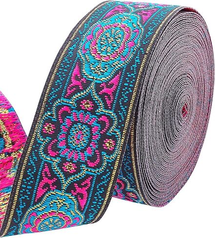 7 Yard Vintage Jacquard Ribbon 1 1/4 Inch Emobridered Woven Ribbon Floral Fabric Trim Fringe Boho Persian Tape for Eid Mubarak Ramadan Sewing Clothing Bag Embellishment Decorations in Saudi Arabia