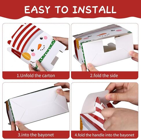 Faccito 18 Pcs Christmas Gift Boxes Bulk 3D Christmas Treat Theme Boxes for Cookie Goodie Snack Candy Favors Present with Handles Holiday Xmas Party Supplies(Face) in Saudi Arabia