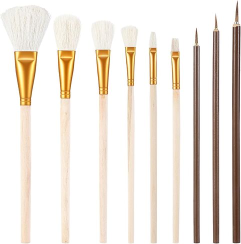 9 Pcs Mop Paint Brushes for Acrylic Painting Pottery Glazing Brushes Pottery Glaze Brushes Set with Wooden Handle Assorted Size Blending Brush for Acrylic Painting Glazing and Detailing in Saudi Arabia