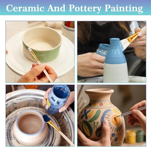 9 Pcs Mop Paint Brushes for Acrylic Painting Pottery Glazing Brushes Pottery Glaze Brushes Set with Wooden Handle Assorted Size Blending Brush for Acrylic Painting Glazing and Detailing in Saudi Arabia