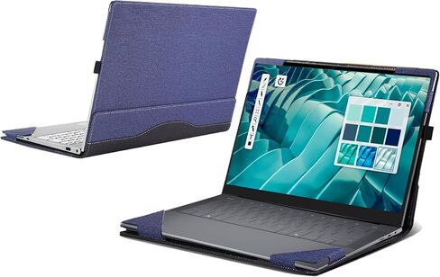 Laptop Case for Dell 14 Premium Laptop DA14250 [not Compatible with Any Other Model] ，2 in 1 PU Leather Inside Pocket Cover (Dark Gray) in Saudi Arabia