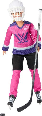 Tim Hortons Barbie PWHL 2025 Fashion Doll in Pink, Purple, & Teal Hockey Jersey, Includes Hockey Stick, Puck, and Helmet in Saudi Arabia