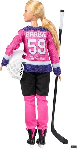 Tim Hortons Barbie PWHL 2025 Fashion Doll in Pink, Purple, & Teal Hockey Jersey, Includes Hockey Stick, Puck, and Helmet in Saudi Arabia