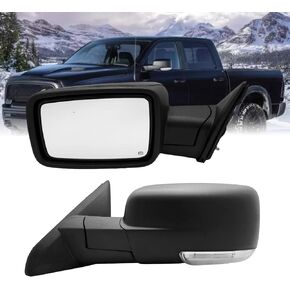 Driver Side Mirror Compatible With 2013-2018 Dodge Ram 1500 2500 3500 With Power Heated Glass Turn Signal Light Puddle Light Temperature Sensor Manual Folding Texture Black (LH) in Saudi Arabia