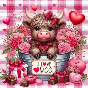 uuxsretaio Valentines Day Cow Diamond Art Kits for Adults, DIY Full Round Diamond Painting Kits, 5D Funny Diamond Dots Kits for Adults, Gem Arts Crafts for Home Wall Decor 14x14 inch in Saudi Arabia