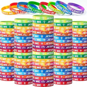 110 Pcs Jesus Loves You Silicone Bracelet, Colorful Christian Wristbands, Rubber Jesus Bracelets,Christian Bracelets Bulk, Bible Verse Bracelets and Scripture Bracelets for Christian Party Favors in Saudi Arabia