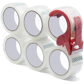 Strong Adhesive 6 Rolls Packaging Tape, 1.89in x 60y, Heavy Duty Adhesive Tape with Free Tape Cutter for Shipping, Office，Moving, Packing（Total 360y） in Saudi Arabia