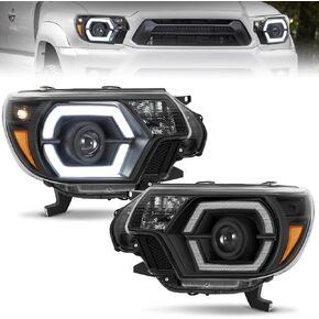 ELH 500% Brighter Headlight Assemblies Fit For 2012 2013 2014 2015 12 13 14 15 Toyota Tacoma with LED DRL Projector Headlamp Black Housing Amber Reflector in Kuwait