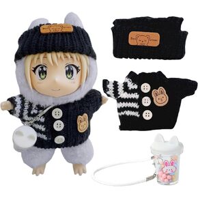 Doll Clothes for Labubu,3Pcs Cute Labubu Clothes Set,Including Kawaii White Sweater,Knitted Hat and Pink Labubu Cup,17cm Labubu Accessories(no Doll) in Saudi Arabia