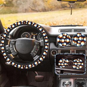 Cute Pink Monkey and Banana Car Steering Wheel Cover for Women Men with 2 Pcs Car Coasters,Universal 15 Inch Steering Wheel Covers Anti-Slip and Practical Auto Accessories Fit Auto,Suvs in Saudi Arabia