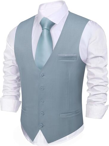 Barry.Wang Mens Formal Herringbone Vest Plaid Leisure V-neck Slim Fit Waistcoat for Party Prom Wedding in Saudi Arabia