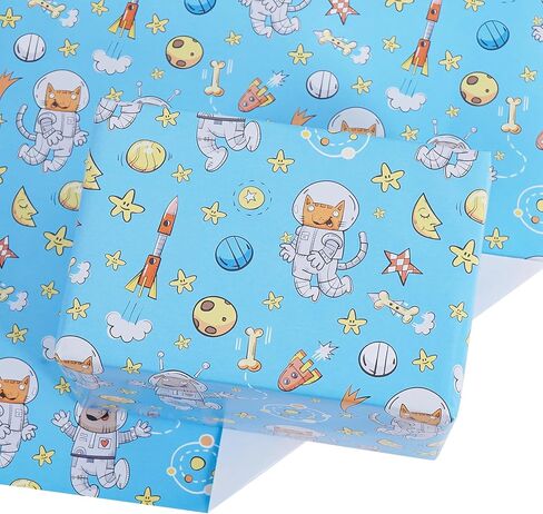 RayofSun Gift Wrapping Paper For Girls And Boys,Cool And Cute Cats Designs,Kids Happy Birthday Wrapping Paper Roll,Suitable For Birthdays,Parties,Baby Showers,17 Inch X 120 Inch Per Roll. in Kuwait