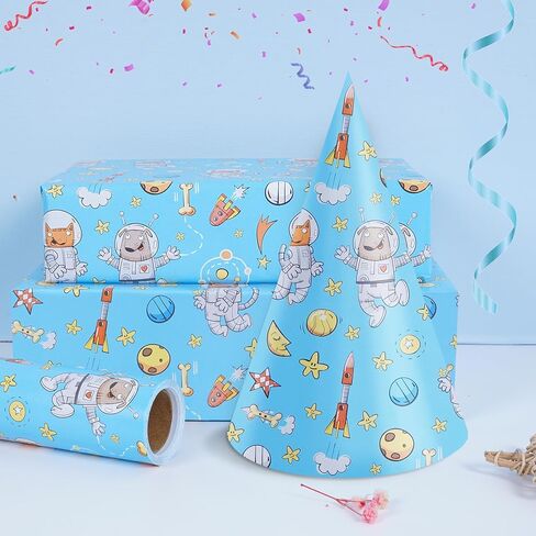 RayofSun Gift Wrapping Paper For Girls And Boys,Cool And Cute Cats Designs,Kids Happy Birthday Wrapping Paper Roll,Suitable For Birthdays,Parties,Baby Showers,17 Inch X 120 Inch Per Roll. in Kuwait