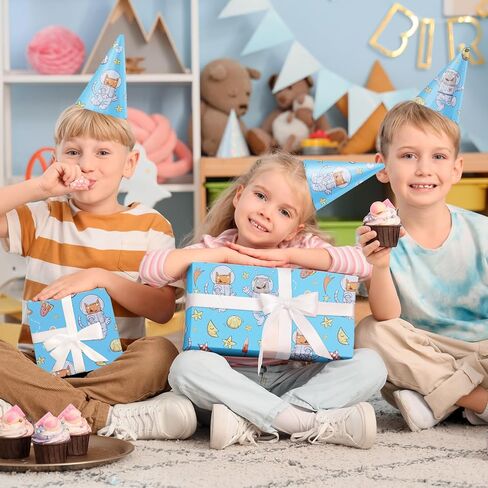 RayofSun Gift Wrapping Paper For Girls And Boys,Cool And Cute Cats Designs,Kids Happy Birthday Wrapping Paper Roll,Suitable For Birthdays,Parties,Baby Showers,17 Inch X 120 Inch Per Roll. in Kuwait