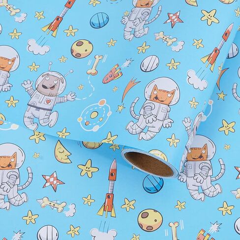 RayofSun Gift Wrapping Paper For Girls And Boys,Cool And Cute Cats Designs,Kids Happy Birthday Wrapping Paper Roll,Suitable For Birthdays,Parties,Baby Showers,17 Inch X 120 Inch Per Roll. in Kuwait