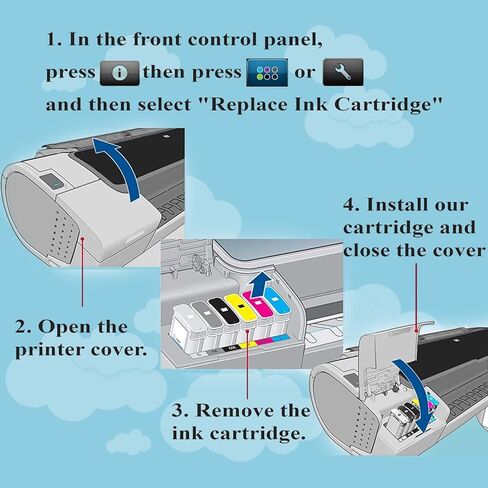 72 Ink Cartridge Replacement for HP 72 Ink Cartridge Work with HP DesignJet T1100 T770 T790 T795 T610 T620 T1120 T1200 T1300 T2300 Printer (130-ml, 6 Packs) in Saudi Arabia