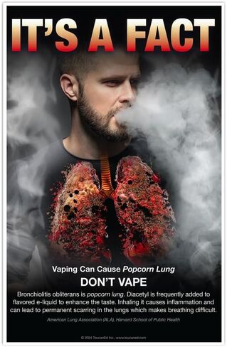 Anti-Vaping Educational Poster – "Vaping Can Cause Popcorn Lung - Don’t Vape" – 11x17 Inch | Ideal for Middle & High Schools, School Nurses, and Clinics | Anti-Smoking Awareness Poster in Saudi Arabia