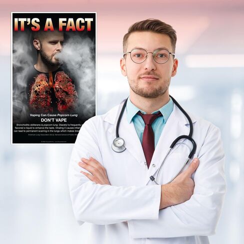 Anti-Vaping Educational Poster – "Vaping Can Cause Popcorn Lung - Don’t Vape" – 11x17 Inch | Ideal for Middle & High Schools, School Nurses, and Clinics | Anti-Smoking Awareness Poster in Saudi Arabia