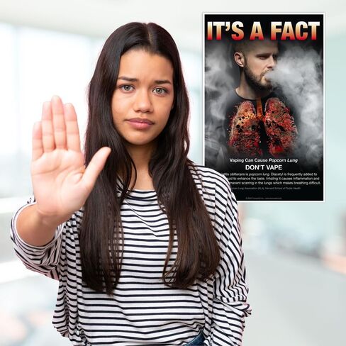 Anti-Vaping Educational Poster – "Vaping Can Cause Popcorn Lung - Don’t Vape" – 11x17 Inch | Ideal for Middle & High Schools, School Nurses, and Clinics | Anti-Smoking Awareness Poster in Saudi Arabia