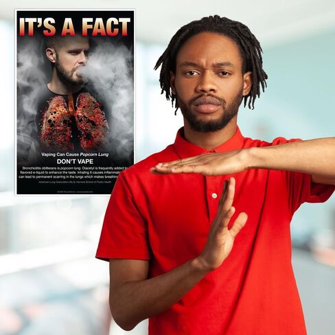 Anti-Vaping Educational Poster – "Vaping Can Cause Popcorn Lung - Don’t Vape" – 11x17 Inch | Ideal for Middle & High Schools, School Nurses, and Clinics | Anti-Smoking Awareness Poster in Saudi Arabia