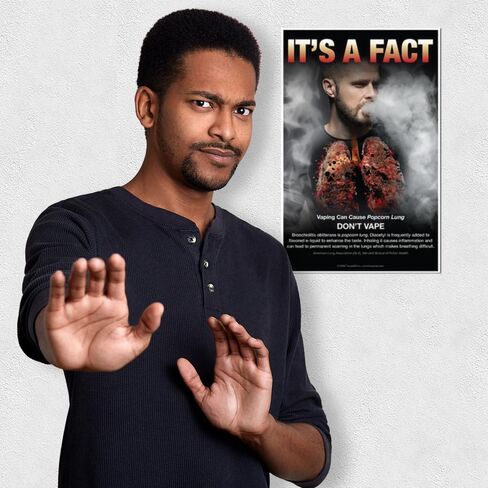 Anti-Vaping Educational Poster – "Vaping Can Cause Popcorn Lung - Don’t Vape" – 11x17 Inch | Ideal for Middle & High Schools, School Nurses, and Clinics | Anti-Smoking Awareness Poster in Saudi Arabia