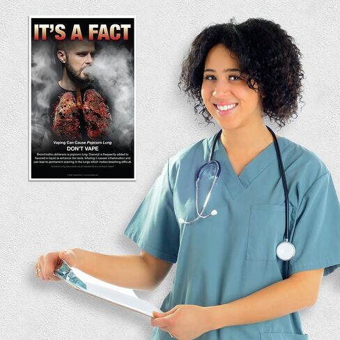 Anti-Vaping Educational Poster – "Vaping Can Cause Popcorn Lung - Don’t Vape" – 11x17 Inch | Ideal for Middle & High Schools, School Nurses, and Clinics | Anti-Smoking Awareness Poster in Saudi Arabia