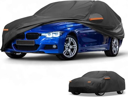 All-Weather Waterproof Car Cover - UV-Resistant Outdoor Full Exterior Protection for BMW 1 Series Sedan 190T-PU Black with Right Side Zipper in Saudi Arabia