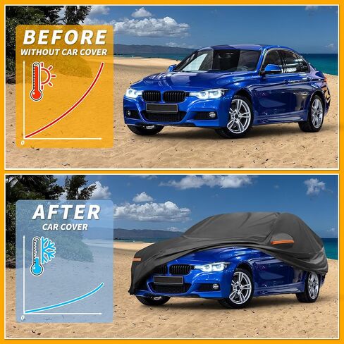 All-Weather Waterproof Car Cover - UV-Resistant Outdoor Full Exterior Protection for BMW 1 Series Sedan 190T-PU Black with Right Side Zipper in Saudi Arabia