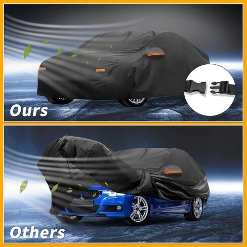 All-Weather Waterproof Car Cover - UV-Resistant Outdoor Full Exterior Protection for BMW 1 Series Sedan 190T-PU Black with Right Side Zipper in Saudi Arabia