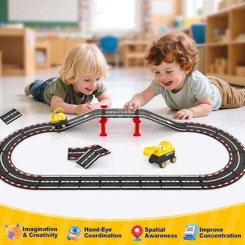 Magnetic Tiles City Road Construction Toys, Magnet Building Blocks for Toddler Kids Toys, Creative Montessori Toys for 3+ Year Old Boys & Girls, Ideal Birthday Christmas Gifting for Kids Ages 3-5 5-7 in Kuwait