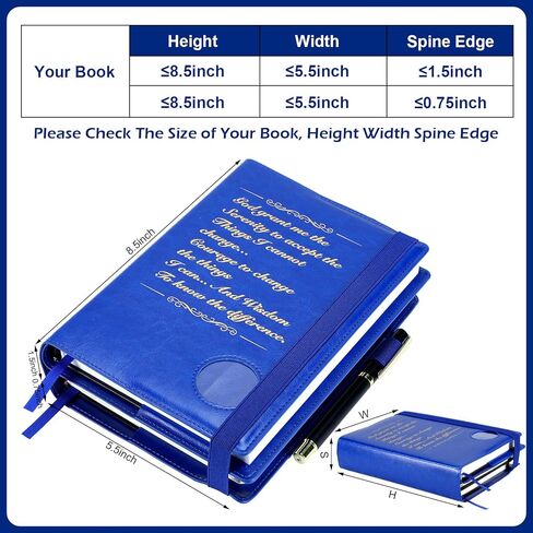 Double Alcoholics Anonymous AA Big Book Cover for 12 Steps & 12 Traditions Book Cover Double AA Book Cover with Medallion Holder Pen Clip Alcoholics Anonymous Gifts for Serenity Prayer, Black in Saudi Arabia
