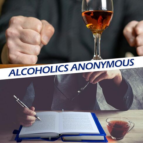 Double Alcoholics Anonymous AA Big Book Cover for 12 Steps & 12 Traditions Book Cover Double AA Book Cover with Medallion Holder Pen Clip Alcoholics Anonymous Gifts for Serenity Prayer, Black in Saudi Arabia