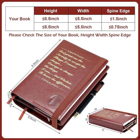 Double Alcoholics Anonymous AA Big Book Cover for 12 Steps & 12 Traditions Book Cover Double AA Book Cover with Medallion Holder Pen Clip Alcoholics Anonymous Gifts for Serenity Prayer, Black in Saudi Arabia