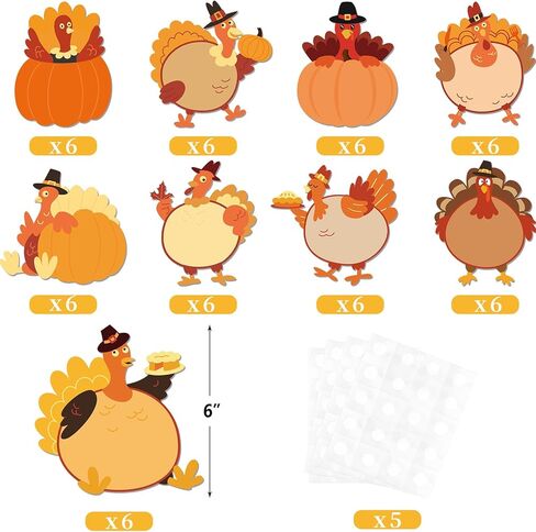 Fancy Land Turkey Cutouts 54 Pcs Fall Thanksgiving Decorations Holiday School Party Classroom Bulletin Board Decor in Saudi Arabia