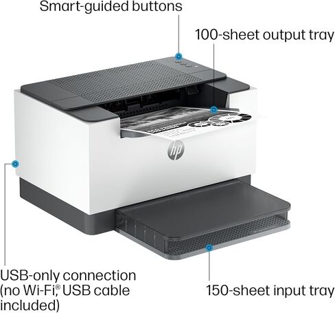 طابعة ليزر HP LaserJet M209d، أبيض وأسود، دوبلكس تلقائي، اتصال USB فقط (يتضمن الكابل)، مثالية في المكتب المنزلي (8J9L0F) (متجددة) in Saudi Arabia