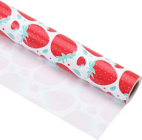 wishinside Strawberry Wrapping Paper Roll-17 Inches X 32.8 Feet, Mini Roll, Strawberry Design Wrap Paper for Girls Kids Teens Women, for Birthday, Holiday, Wedding, Anniversaries, Baby Shower, 1 Roll in Saudi Arabia