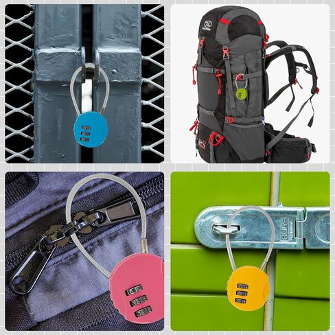 4 Pack 3-Digit Combination Lock Waterproof Padlock Outdoor Mini Wire Rope Combination Lock for Backpacks, Trolley Cases, Gym Lockers, Fence in Kuwait