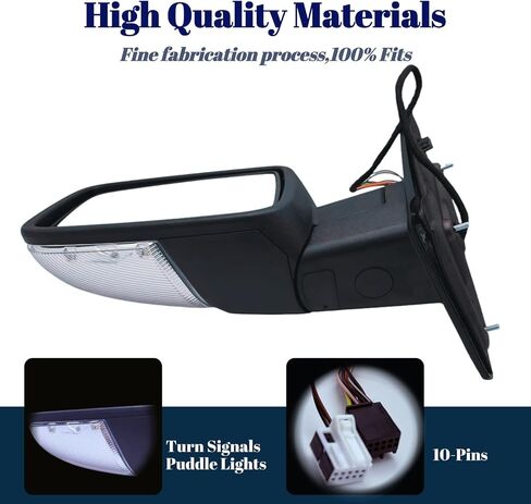 Driver Side Mirror Compatible With 2013-2018 Dodge Ram 1500 2500 3500 With Power Heated Glass Turn Signal Light Puddle Light Temperature Sensor Manual Folding Texture Black (LH) in Saudi Arabia