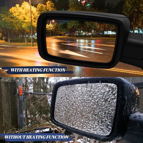 Driver Side Mirror Compatible With 2013-2018 Dodge Ram 1500 2500 3500 With Power Heated Glass Turn Signal Light Puddle Light Temperature Sensor Manual Folding Texture Black (LH) in Saudi Arabia