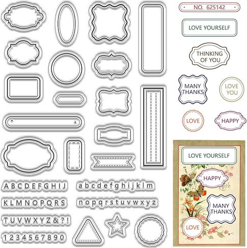 Label Frame Clear Rubber Stamp Background Vintage Transparent Silicone Seals Stamp Retro for Journaling Card Making DIY Scrapbooking Handmade Photo Album Notebook Decor in Saudi Arabia