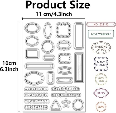 Label Frame Clear Rubber Stamp Background Vintage Transparent Silicone Seals Stamp Retro for Journaling Card Making DIY Scrapbooking Handmade Photo Album Notebook Decor in Saudi Arabia