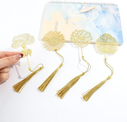 Metal Bookmarks with Tassel, Golden Hollow Bookmark Gift for Book Lovers, Writers, Readers, Men, Women, Adults in Saudi Arabia