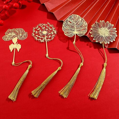 Metal Bookmarks with Tassel, Golden Hollow Bookmark Gift for Book Lovers, Writers, Readers, Men, Women, Adults in Saudi Arabia