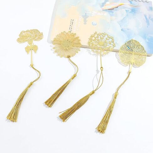 Metal Bookmarks with Tassel, Golden Hollow Bookmark Gift for Book Lovers, Writers, Readers, Men, Women, Adults in Saudi Arabia