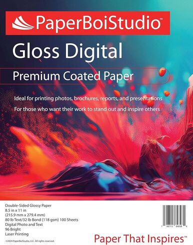 Glossy Paper, Double-Sided, 8.5 in x 11 in, 80 lb Text/32 lb Bond,100 Sheets, Digital Photo and Text, 96 Bright, Acid-free, Laser Printing in Saudi Arabia