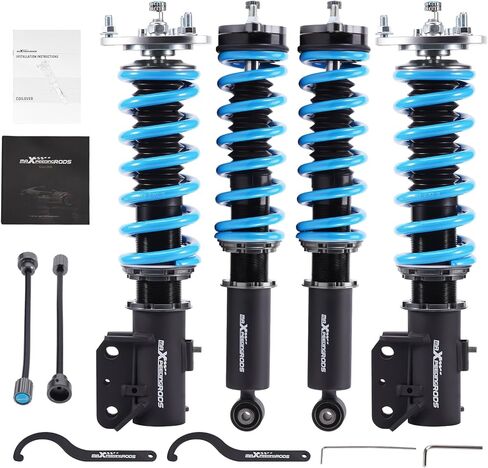 maXpeedingrods Coilover for Mitsubishi Lancer X10 2008-2016, 24 Levels Damper Adjustable Coilovers Suspension Kit Strut, Height Adjustment Shock Absorber Struts, T6 Upgraded Lowering Kits Blue in Saudi Arabia