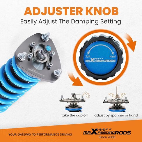 maXpeedingrods Coilover for Mitsubishi Lancer X10 2008-2016, 24 Levels Damper Adjustable Coilovers Suspension Kit Strut, Height Adjustment Shock Absorber Struts, T6 Upgraded Lowering Kits Blue in Saudi Arabia
