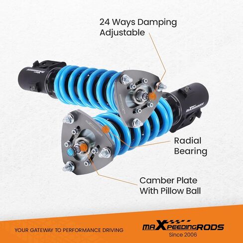 maXpeedingrods Coilover for Mitsubishi Lancer X10 2008-2016, 24 Levels Damper Adjustable Coilovers Suspension Kit Strut, Height Adjustment Shock Absorber Struts, T6 Upgraded Lowering Kits Blue in Saudi Arabia