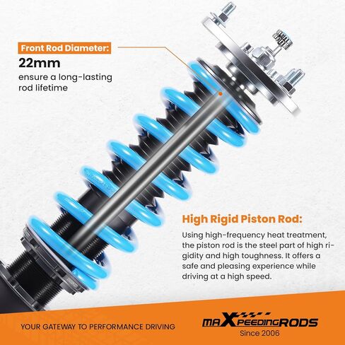 maXpeedingrods Coilover for Mitsubishi Lancer X10 2008-2016, 24 Levels Damper Adjustable Coilovers Suspension Kit Strut, Height Adjustment Shock Absorber Struts, T6 Upgraded Lowering Kits Blue in Saudi Arabia