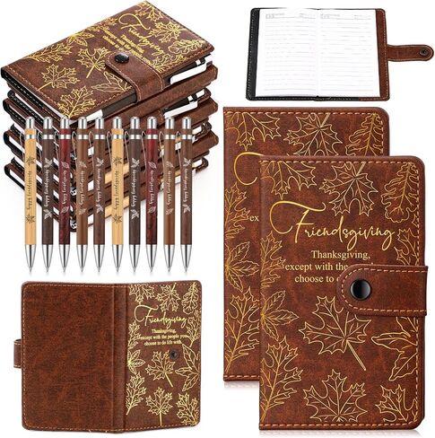Friendsgiving Gift Bulk Thanksgiving Notebooks Maple Leaf A6 Leather Journals with Bamboo Pens Friendsmas Party Favors Christmas Sisterhood Gift for Women Friends Bestie Sorority(20 Sets/40 Pcs) in Saudi Arabia